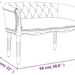 Banc Gris Foncé 98x56x69 Cm Velours -Promos Chesteris Boutique banc 21055665