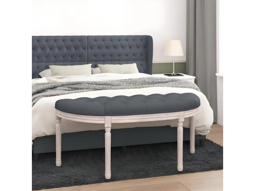 Banc Gris Foncé 110,5x45x49 Cm Velours 1 Banc Gris Foncé 110,5x45x49 Cm Velours
