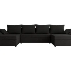 Canapé Panoramique "Vaugirard" - Tissu - 5 Places - Noir