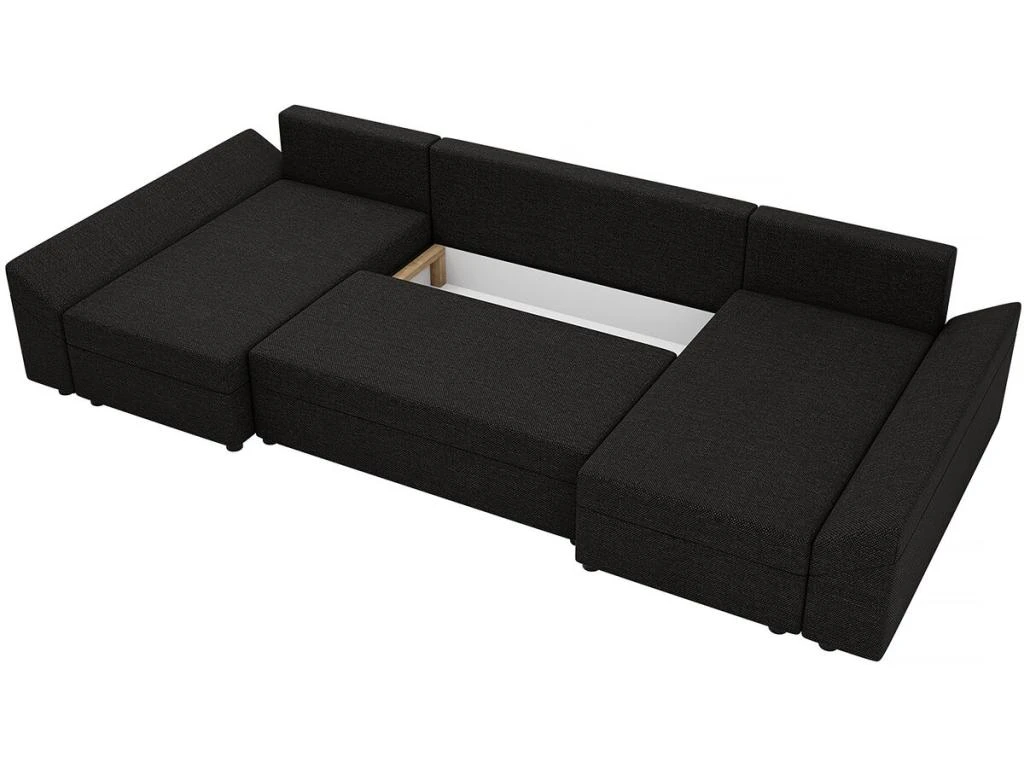 Canapé Panoramique "Vaugirard" - Tissu - 5 Places - Noir 5 Canapé Panoramique "Vaugirard" - Tissu - 5 Places - Noir – Image 5