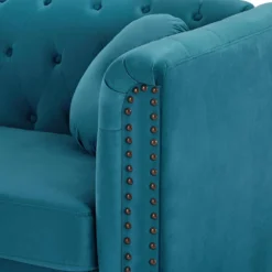 Canapé 3 Places En Velours Bleu Canard TURNER -Promos Chesteris Boutique canape 10577823