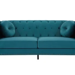 Canapé 3 Places En Velours Bleu Canard TURNER -Promos Chesteris Boutique canape 10577861