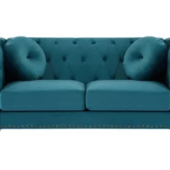 Canapé 2 Places En Velours Bleu Canard TURNER -Promos Chesteris Boutique canape 10578229