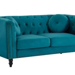 Canapé 2 Places En Velours Bleu Canard TURNER -Promos Chesteris Boutique canape 10578235