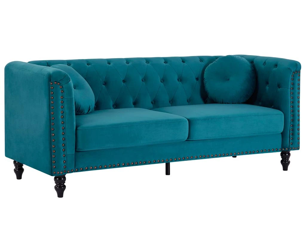 Canapés 3 Places Et 2 Places En Velours Bleu Canard TURNER 8 Canapés 3 Places Et 2 Places En Velours Bleu Canard TURNER – Image 8