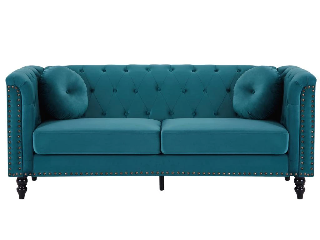 Canapés 3 Places Et 2 Places En Velours Bleu Canard TURNER 10 Canapés 3 Places Et 2 Places En Velours Bleu Canard TURNER – Image 10