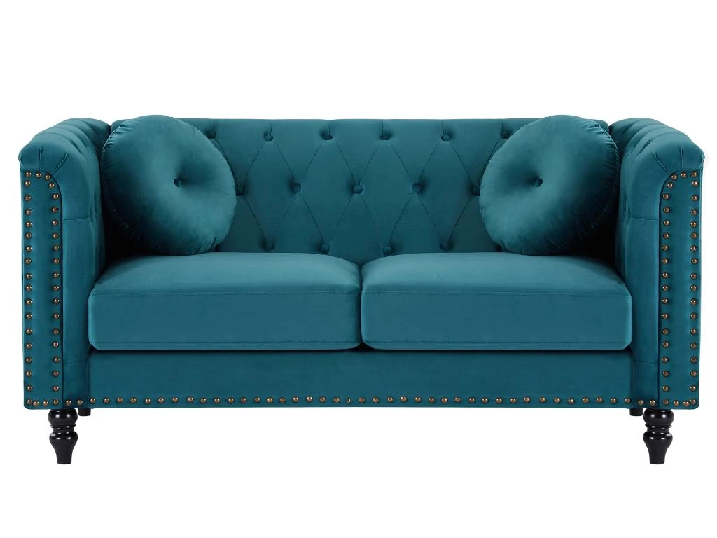 Canapés 3 Places Et 2 Places En Velours Bleu Canard TURNER 11 Canapés 3 Places Et 2 Places En Velours Bleu Canard TURNER – Image 11