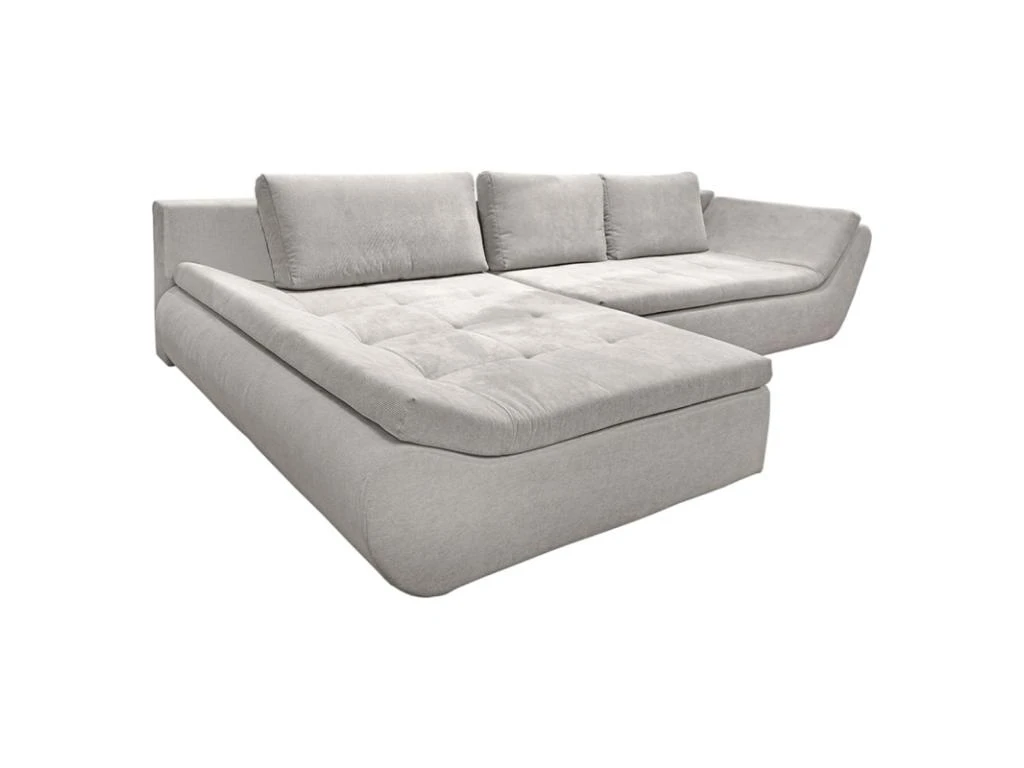 Canapé Convertible Angle Gauche En Tissu Côtelé Gris Clair - WINNIE 1 Canapé Convertible Angle Gauche En Tissu Côtelé Gris Clair - WINNIE