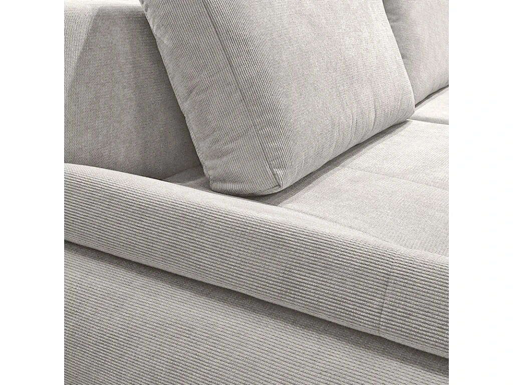 Canapé Convertible Angle Gauche En Tissu Côtelé Gris Clair - WINNIE 4 Canapé Convertible Angle Gauche En Tissu Côtelé Gris Clair - WINNIE – Image 4