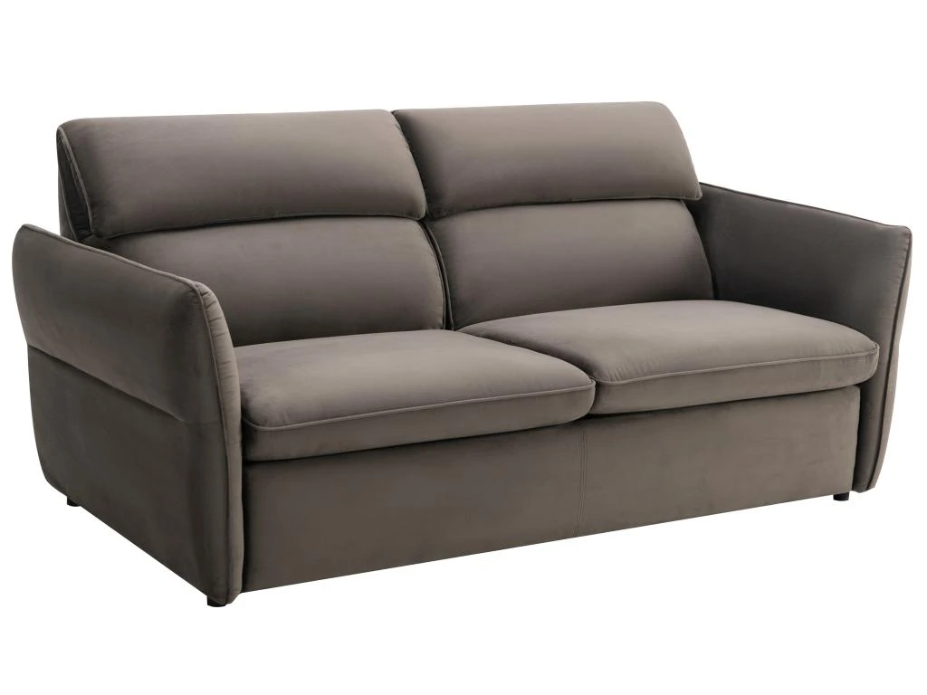 Canapé 3 Places Convertible En Velours Taupe IRVINE 3 Canapé 3 Places Convertible En Velours Taupe IRVINE – Image 3