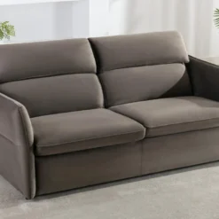 Canapé 3 Places Convertible En Velours Taupe IRVINE