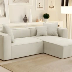 Canapé D'angle Droit En Tissu Crème ACACE -Promos Chesteris Boutique canape 10877243