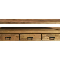 Ensemble Canapé Chesterfield 3 Places Marron BRENTON Et Meuble TV HARLEM -Promos Chesteris Boutique canape 10884911