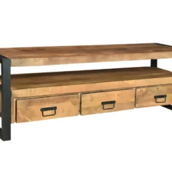 Ensemble Canapé Chesterfield 3 Places Marron BRENTON Et Meuble TV HARLEM -Promos Chesteris Boutique canape 10884913