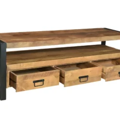 Ensemble Canapé Chesterfield 3 Places Marron BRENTON Et Meuble TV HARLEM -Promos Chesteris Boutique canape 10884915