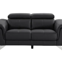 Canapé 2 Places En Cuir De Vachette Noir BREYT II -Promos Chesteris Boutique canape 10904973