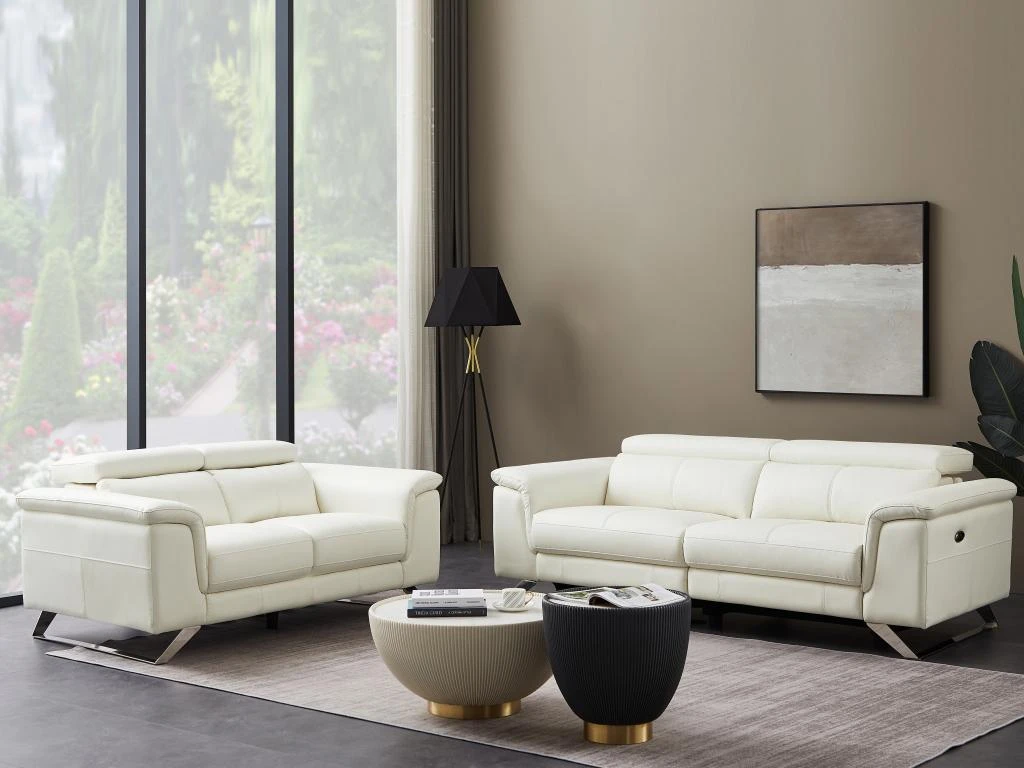 Canapé 2 Places En Cuir De Vachette Blanc BREYT II 1 Canapé 2 Places En Cuir De Vachette Blanc BREYT II