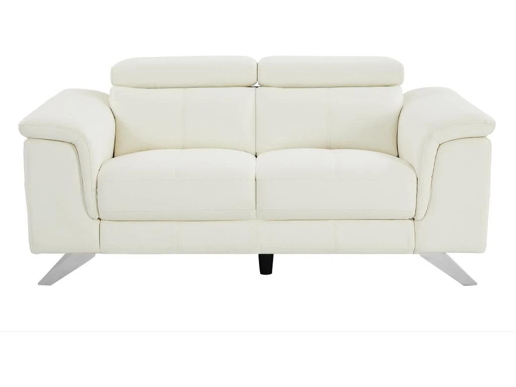 Canapé 2 Places En Cuir De Vachette Blanc BREYT II 3 Canapé 2 Places En Cuir De Vachette Blanc BREYT II – Image 3
