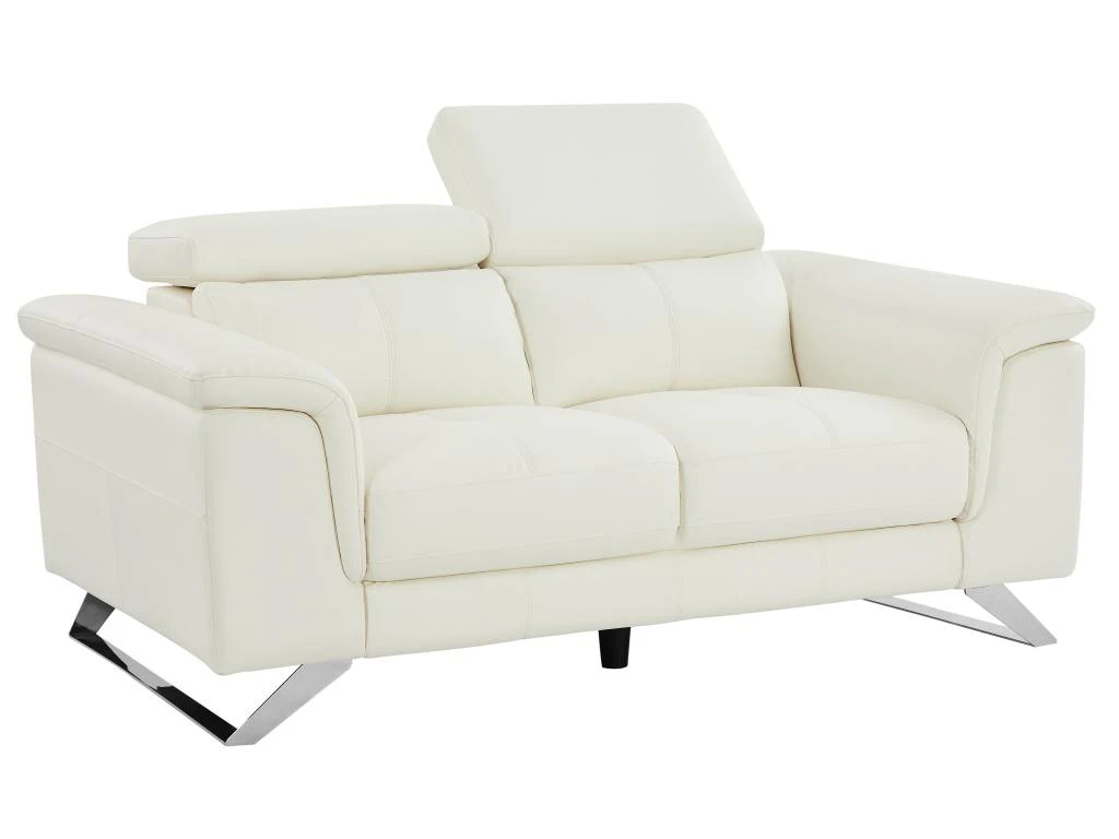 Canapé 2 Places En Cuir De Vachette Blanc BREYT II 4 Canapé 2 Places En Cuir De Vachette Blanc BREYT II – Image 4