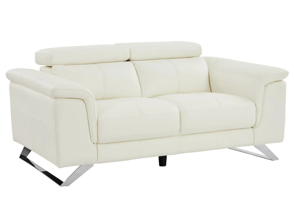 Canapé 2 Places En Cuir De Vachette Blanc BREYT II 2 Canapé 2 Places En Cuir De Vachette Blanc BREYT II – Image 2