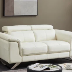 Canapé 2 Places En Cuir De Vachette Blanc BREYT II 17 Canapé 2 Places En Cuir De Vachette Blanc BREYT II -Promos Chesteris Boutique canape 10905917