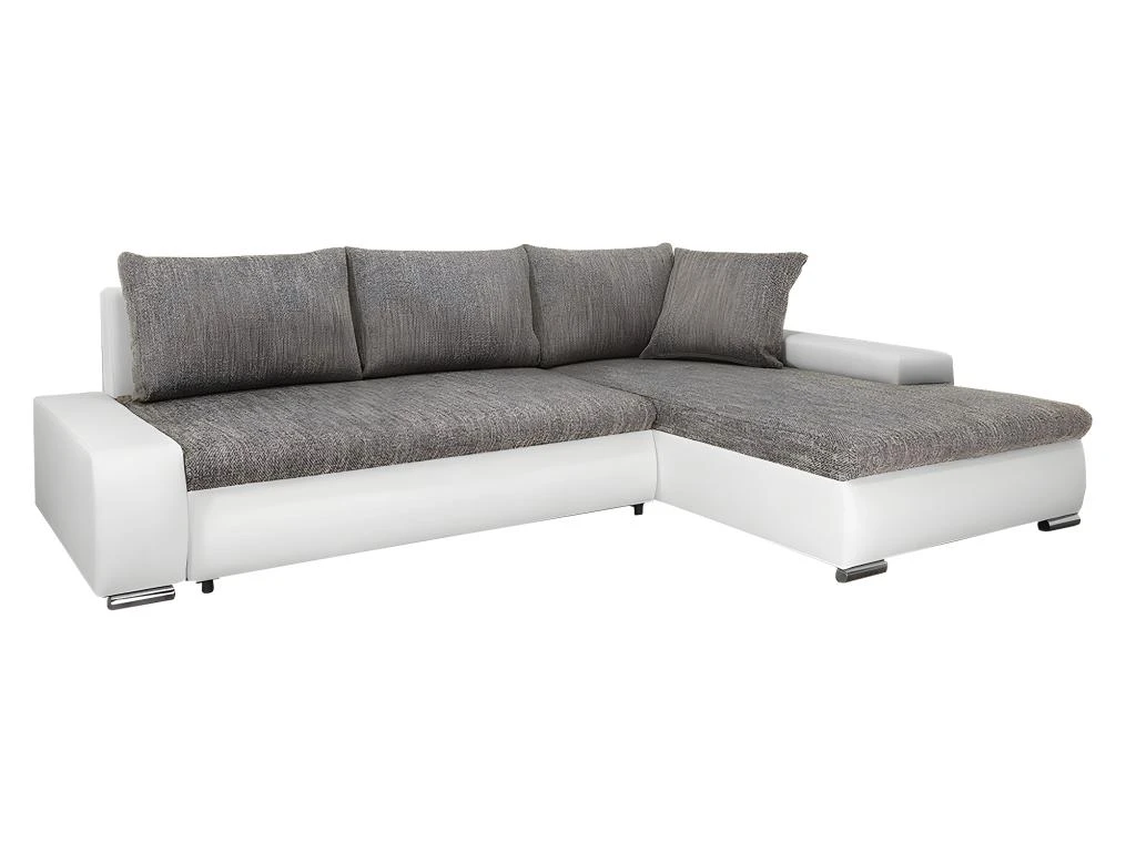 Canapé D'angle Convertible Droit 4 Places Avec Coffre Joakim Gris Et Blanc 1 Canapé D'angle Convertible Droit 4 Places Avec Coffre Joakim Gris Et Blanc