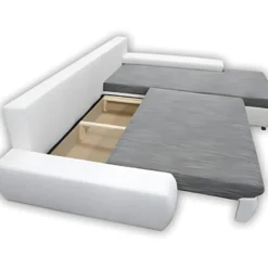 Canapé D'angle Convertible Droit 4 Places Avec Coffre Joakim Gris Et Blanc 8 Canapé D'angle Convertible Droit 4 Places Avec Coffre Joakim Gris Et Blanc -Promos Chesteris Boutique canape 11107035