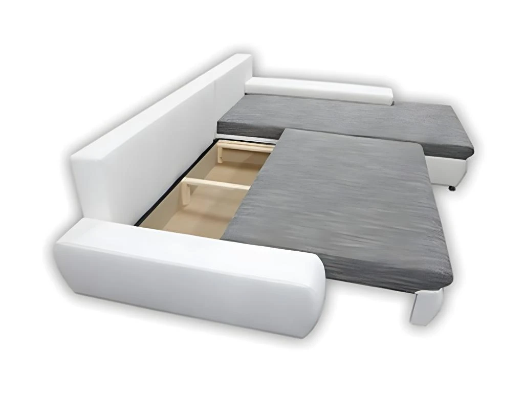 Canapé D'angle Convertible Droit 4 Places Avec Coffre Joakim Gris Et Blanc 4 Canapé D'angle Convertible Droit 4 Places Avec Coffre Joakim Gris Et Blanc – Image 4