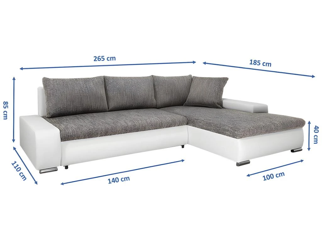 Canapé D'angle Convertible Droit 4 Places Avec Coffre Joakim Gris Et Blanc 5 Canapé D'angle Convertible Droit 4 Places Avec Coffre Joakim Gris Et Blanc – Image 5