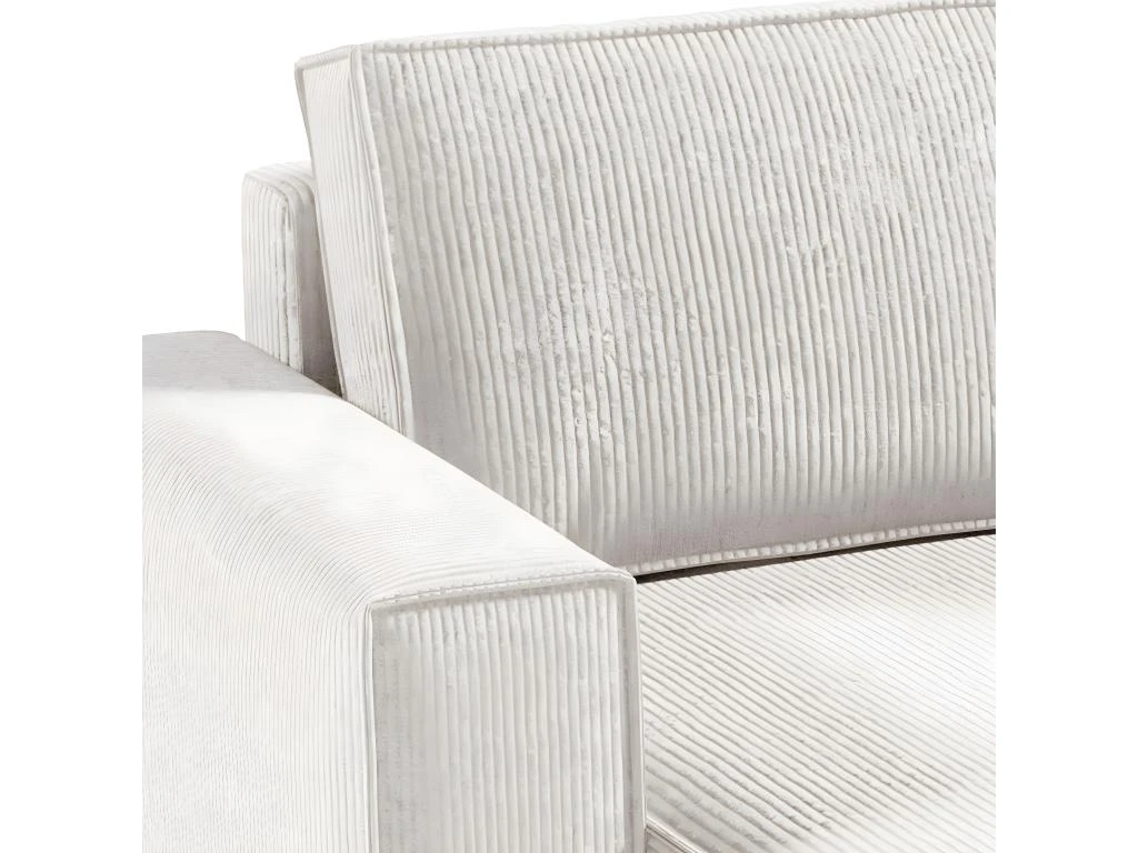 Canapé En U 5 Places Avec Coffre Isaac Velours Côtelé Blanc Cassé 3 Canapé En U 5 Places Avec Coffre Isaac Velours Côtelé Blanc Cassé – Image 3