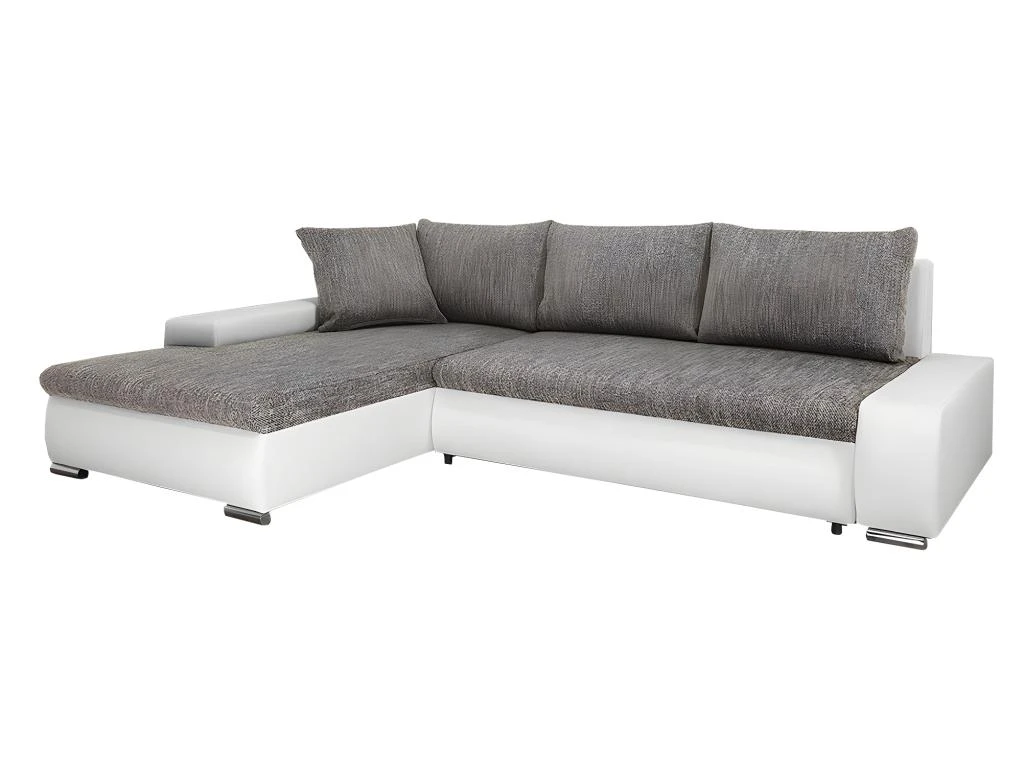 Canapé D'angle Convertible Gauche 4 Places Avec Coffre Joakim Gris Et Blanc 1 Canapé D'angle Convertible Gauche 4 Places Avec Coffre Joakim Gris Et Blanc