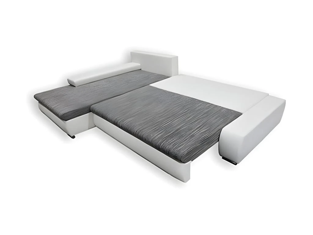 Canapé D'angle Convertible Gauche 4 Places Avec Coffre Joakim Gris Et Blanc 3 Canapé D'angle Convertible Gauche 4 Places Avec Coffre Joakim Gris Et Blanc – Image 3