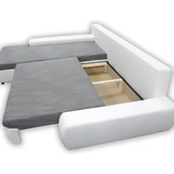 Canapé D'angle Convertible Gauche 4 Places Avec Coffre Joakim Gris Et Blanc 8 Canapé D'angle Convertible Gauche 4 Places Avec Coffre Joakim Gris Et Blanc -Promos Chesteris Boutique canape 11107369