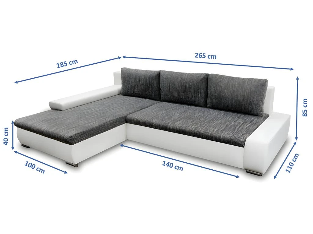 Canapé D'angle Convertible Gauche 4 Places Avec Coffre Joakim Gris Et Blanc 5 Canapé D'angle Convertible Gauche 4 Places Avec Coffre Joakim Gris Et Blanc – Image 5