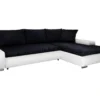 Canapé D'angle Convertible Droit 4 Places Avec Coffre Joakim Noir Et Blanc