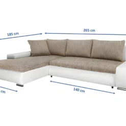 Canapé D'angle Convertible Gauche 4 Places Avec Coffre Joakim Beige Et Blanc 7 Canapé D'angle Convertible Gauche 4 Places Avec Coffre Joakim Beige Et Blanc -Promos Chesteris Boutique canape 11107719