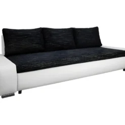 Canapé Convertible 3 Places Avec Coffre Joakim Noir Et Blanc