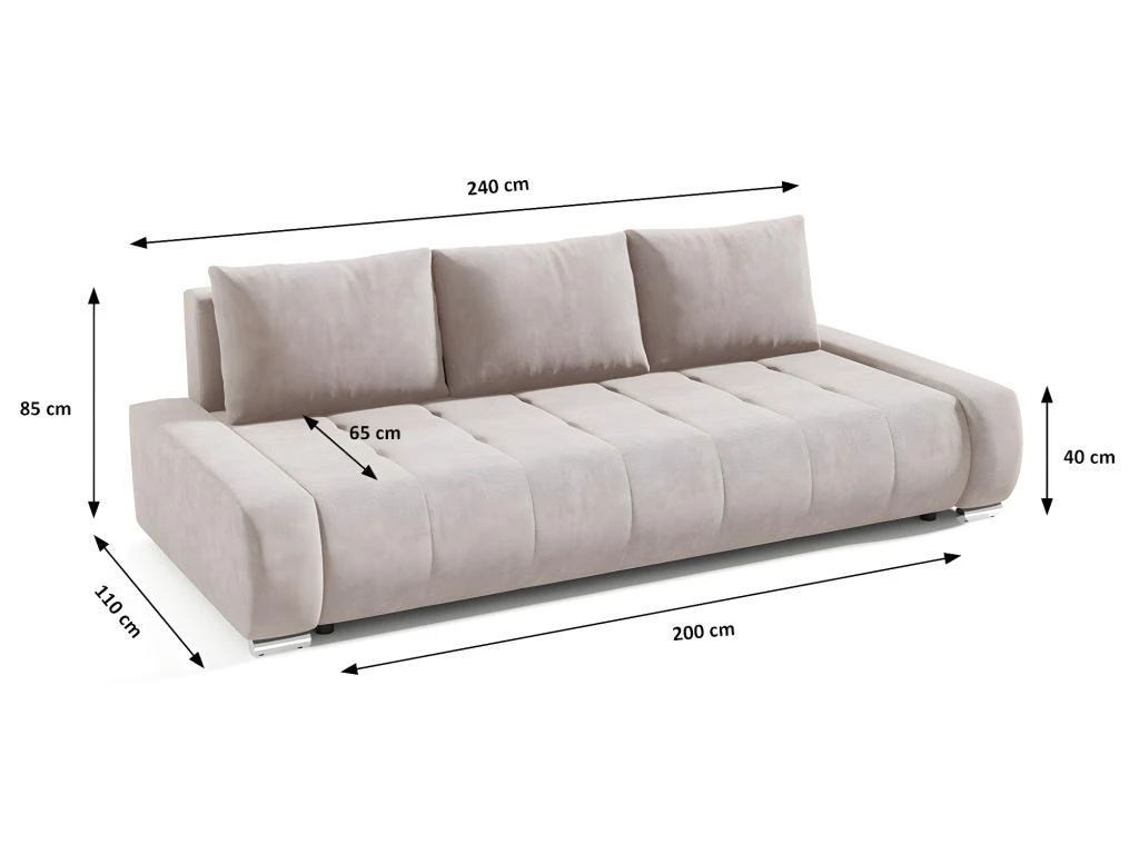 Canapé Convertible 3 Places Avec Coffre Jonas Crème 5 Canapé Convertible 3 Places Avec Coffre Jonas Crème – Image 5