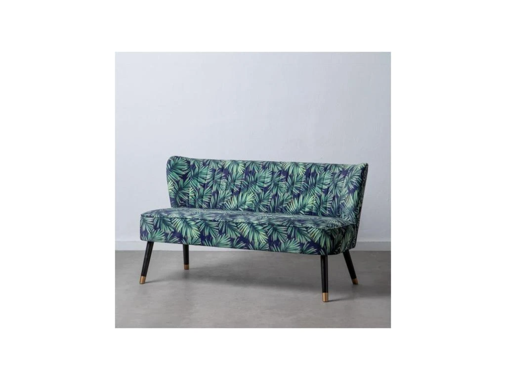 Canapé Bleu Avec Feuilles Velours/Bois - TSAMI 1 Canapé Bleu Avec Feuilles Velours/Bois - TSAMI