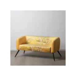Canapé 2 Places Jaune Velours/Métal - CHELI