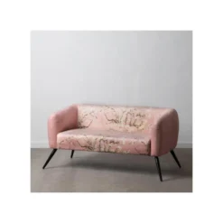 Canapé 2 Places Rose Velours/Métal - CHELI