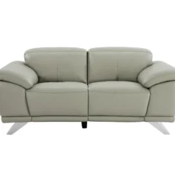 Canapé 2 Places En Cuir De Vachette Gris Clair AZIDEE II -Promos Chesteris Boutique canape 11160487