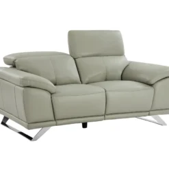 Canapé 2 Places En Cuir De Vachette Gris Clair AZIDEE II -Promos Chesteris Boutique canape 11160673