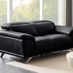 Canapé 2 Places En Cuir De Vachette Noir AZIDEE II