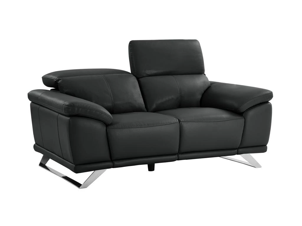 Canapé 2 Places En Cuir De Vachette Noir AZIDEE II 4 Canapé 2 Places En Cuir De Vachette Noir AZIDEE II – Image 4