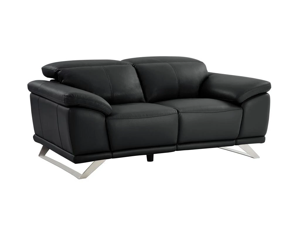 Canapé 2 Places En Cuir De Vachette Noir AZIDEE II 2 Canapé 2 Places En Cuir De Vachette Noir AZIDEE II – Image 2