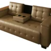 Canapé Clic-clac Convertible "Renarde" - 214 X 86 X 86 Cm - 3 Places - Marron + Rangements