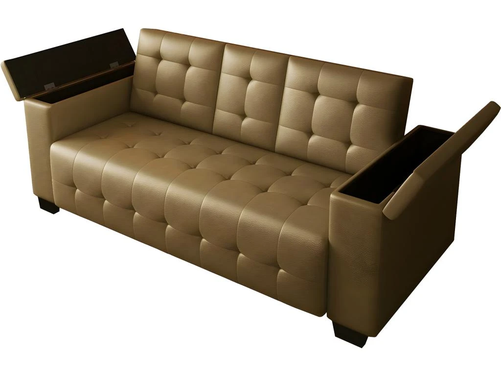 Canapé Clic-clac Convertible "Renarde" - 214 X 86 X 86 Cm - 3 Places - Marron + Rangements 4 Canapé Clic-clac Convertible "Renarde" - 214 X 86 X 86 Cm - 3 Places - Marron + Rangements – Image 4