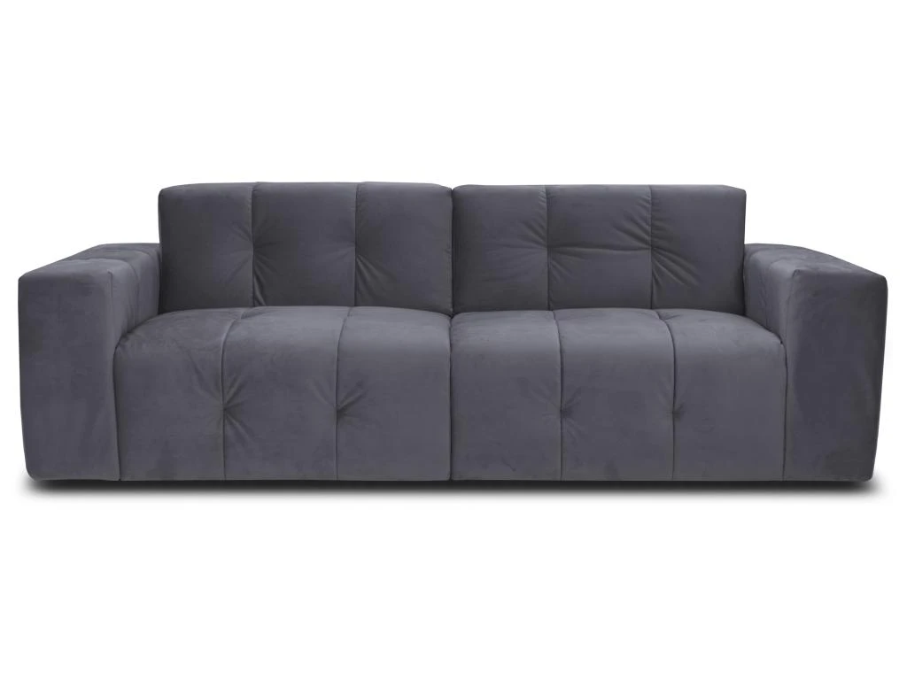 Canapé 3 Places En Velours Gris INIRIDA 3 Canapé 3 Places En Velours Gris INIRIDA – Image 3