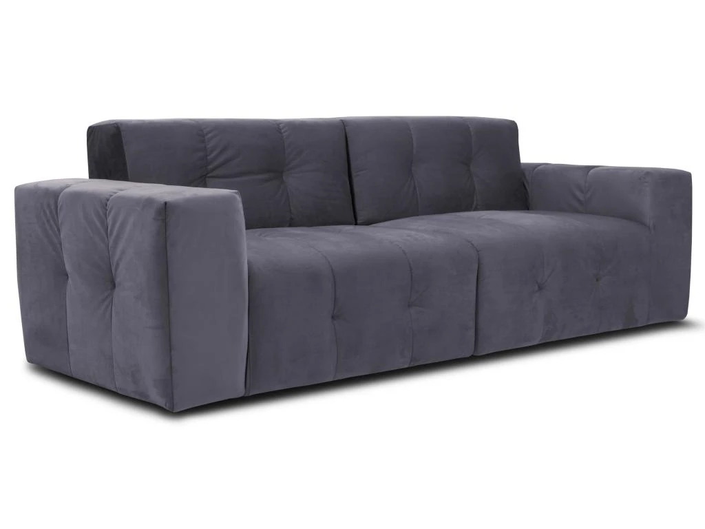 Canapé 3 Places En Velours Gris INIRIDA 2 Canapé 3 Places En Velours Gris INIRIDA – Image 2